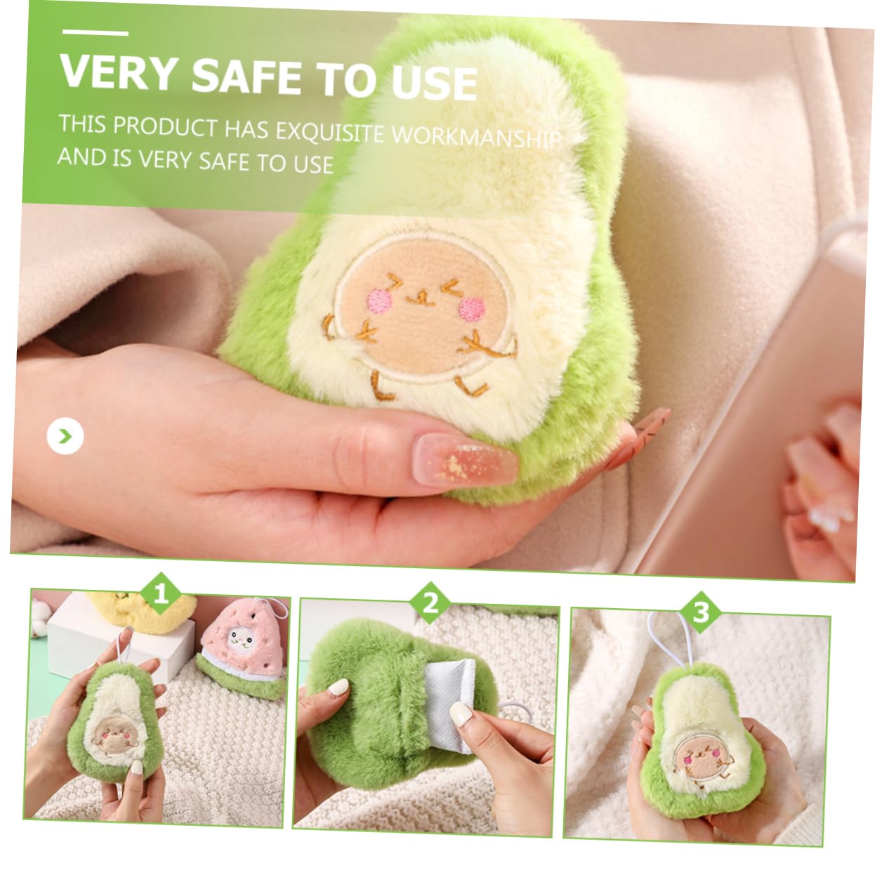 ifundom 1set Hand Warmer Multi-Function Warming Tool for Boys and Girls Adults Portable Reusable Hand Warmers Cute Avocado Design for Outdoor Activities and Cold Weather