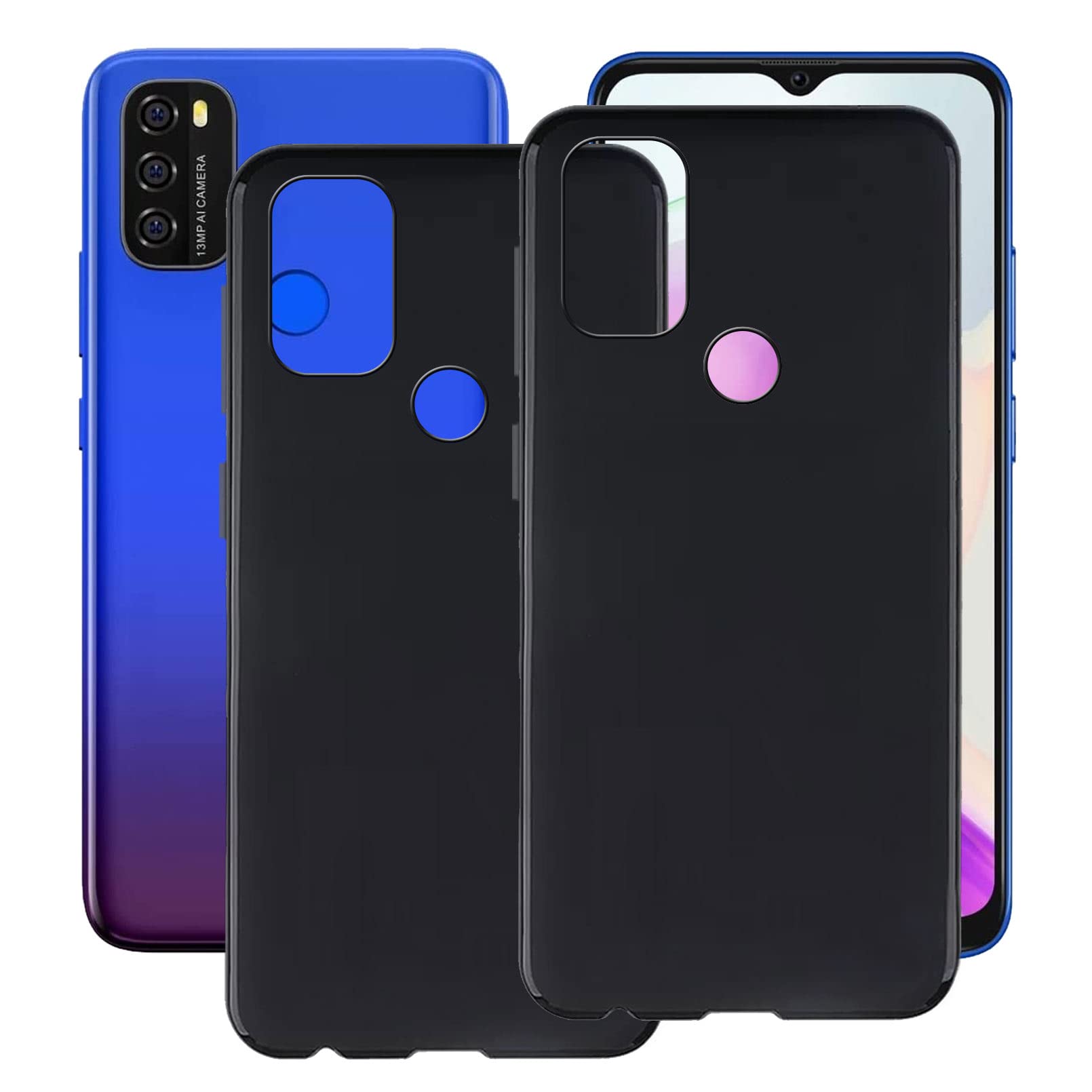 HHUAN Custodia per Blackview A70 (6.52), Ultra sottile Nero Morbida