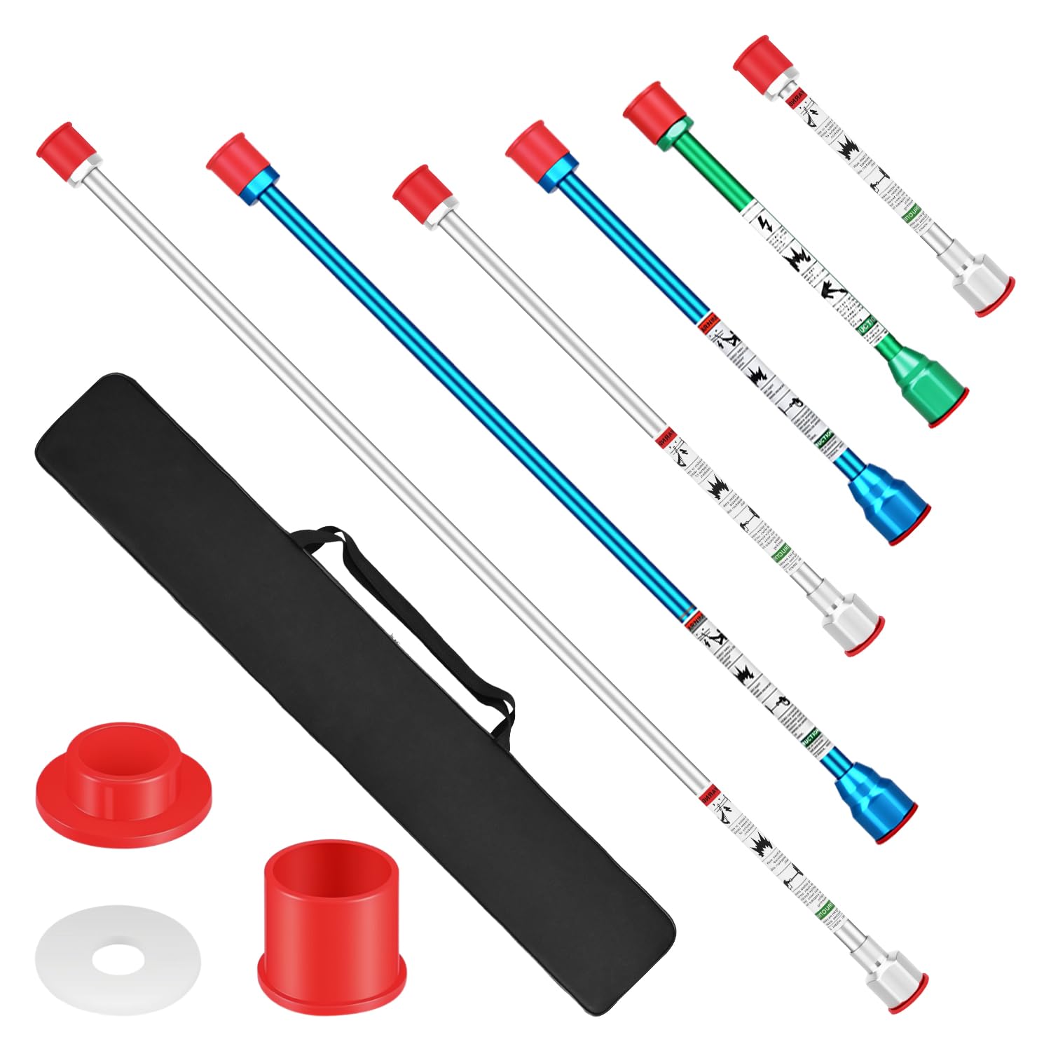 Juego de 6 postes de extensión, barra de extensión de punta de pistola pulverizadora de pintura sin aire, para varita de pistola de pintura sin aire, bolsa de transporte negra incluida para un fácil