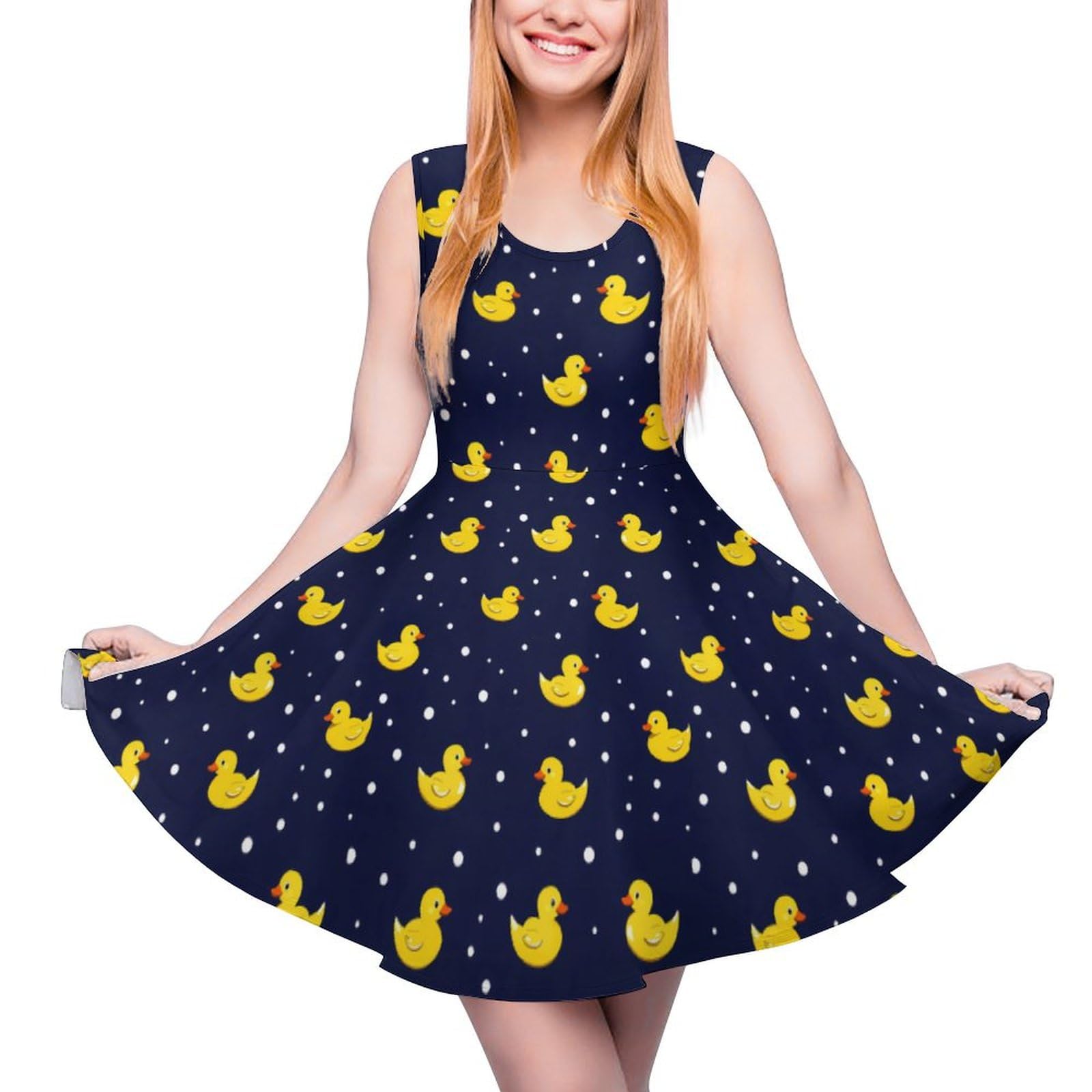Yellow Rubber Duck Women's Summer Dress Round Neck Mini Dress Short Dress Casual Dresses