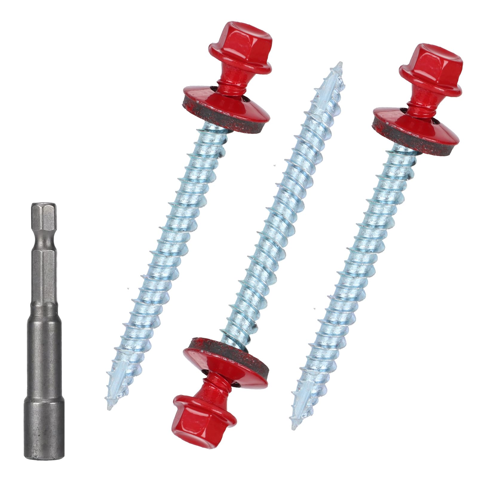 Photo 1 of Metal Roofing Screws 10 x 2 inch, Red Hex Head Sheet Metal Roof Screw with EPDM Washer for Corrugated Roofing (250Pcs)