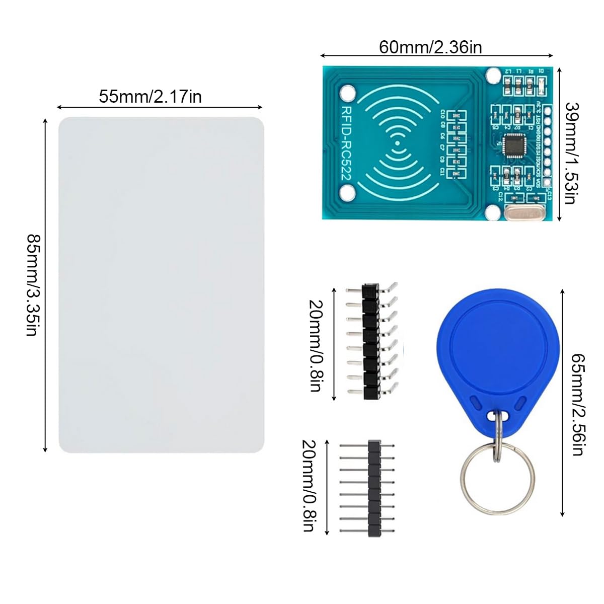 Gebildet Kit RFID 3 Piezas RC522 Módulo Sensor Tarjetas IC RF con S50 Blanco Llaveros