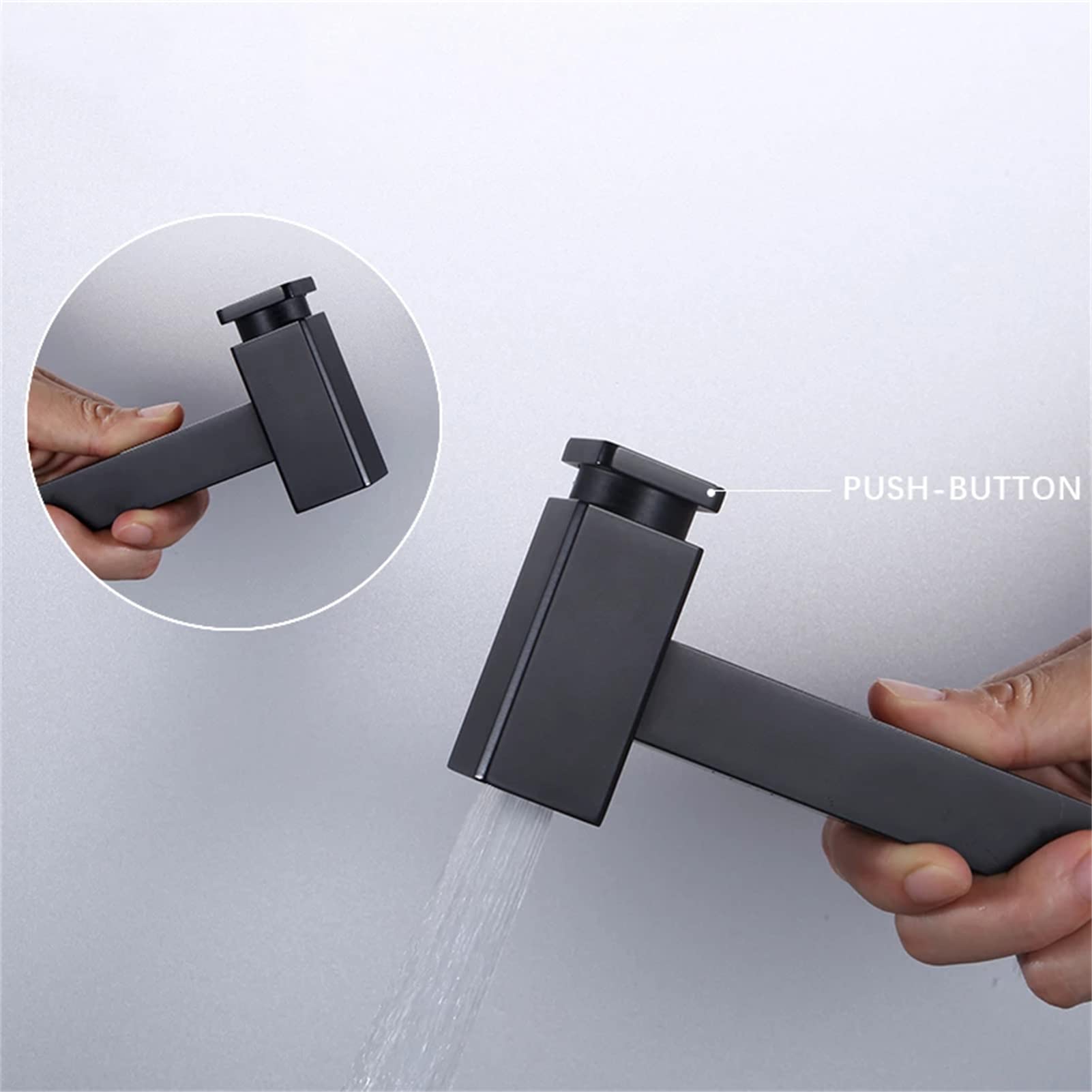 Rociador de bidé de Mano, Kit de Ducha de latón Negro Mate, Grifo de Agua fría Individual con botón pulsador, Juego de Ducha Shattaf Cuadrado para una Limpieza fácil, Accesorio IDE