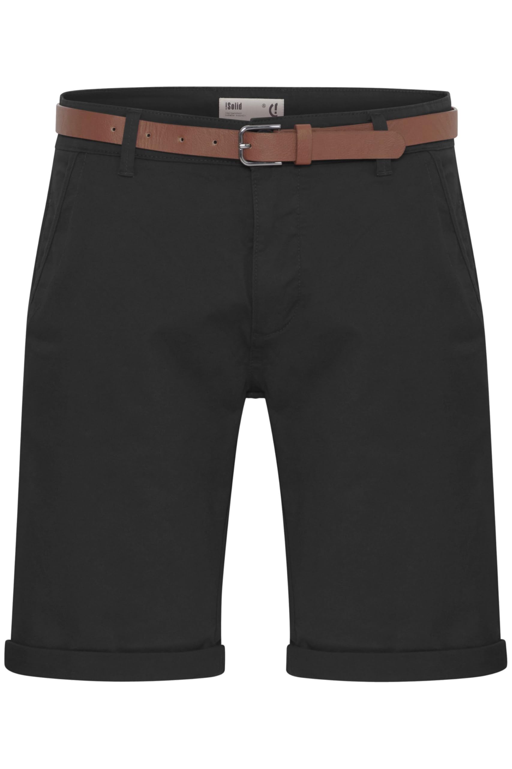 SOLID Chino Shorts Bermuda – Gürtel, Regular Fit, Schwarz, Größe L