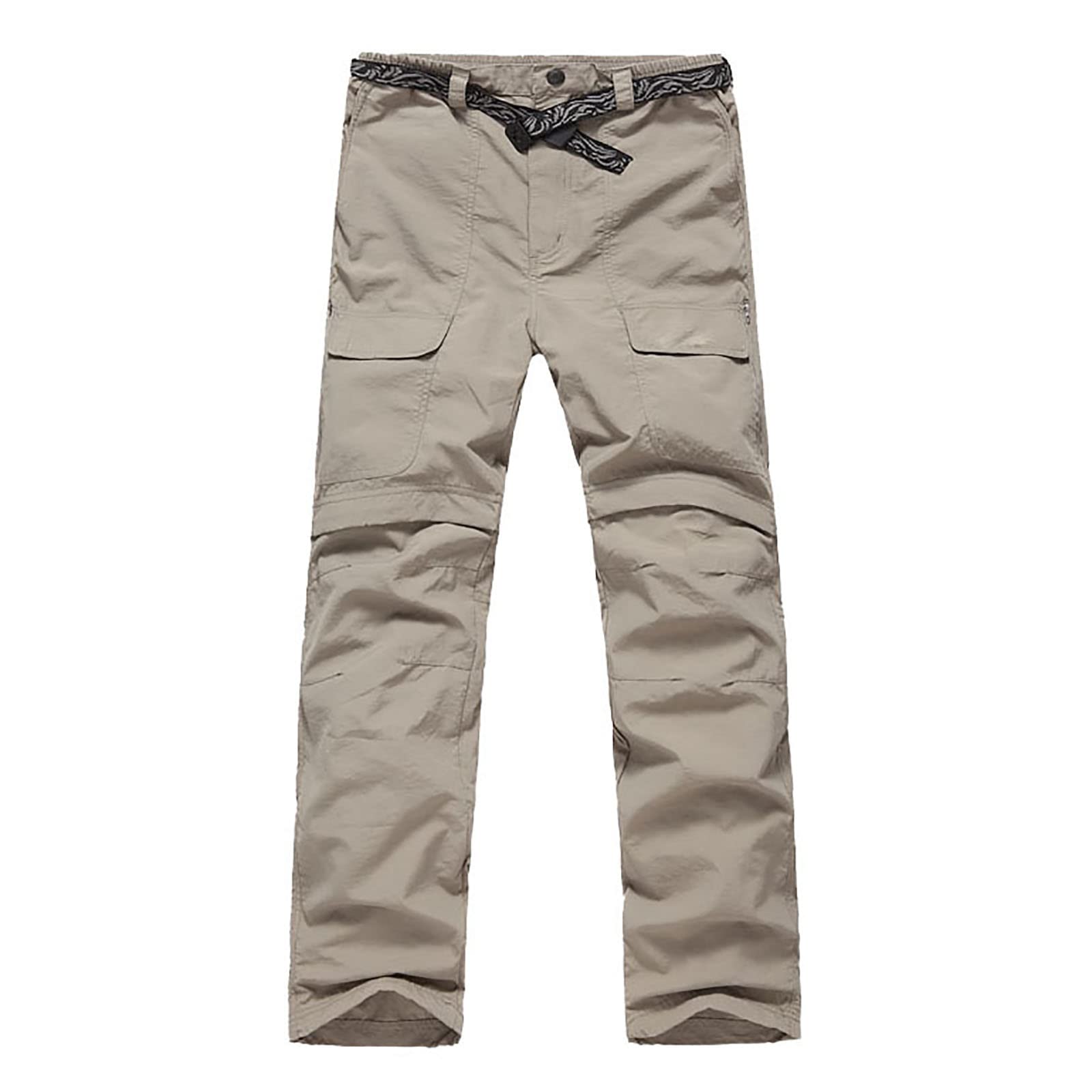 Hombre Pantalon de Senderismo Zip Off Pantalon Trekking Secado Rápido Pantalones Montaña(Size:L,Color:Caqui)