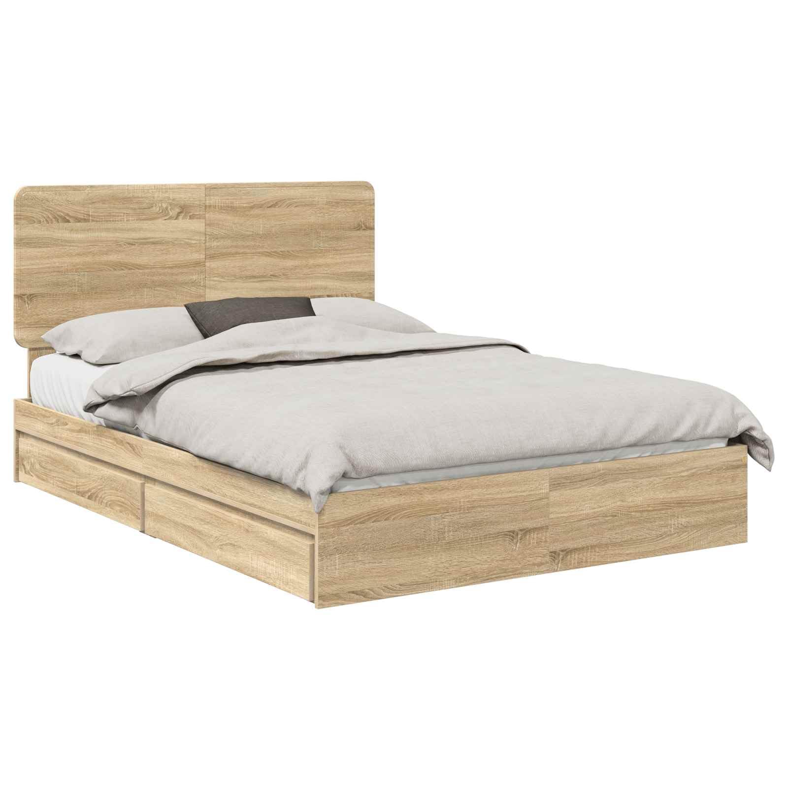 Vidaxl Bed Frame With Drawer Sonoma Oak 150 X 200 Cm Engineered Wood