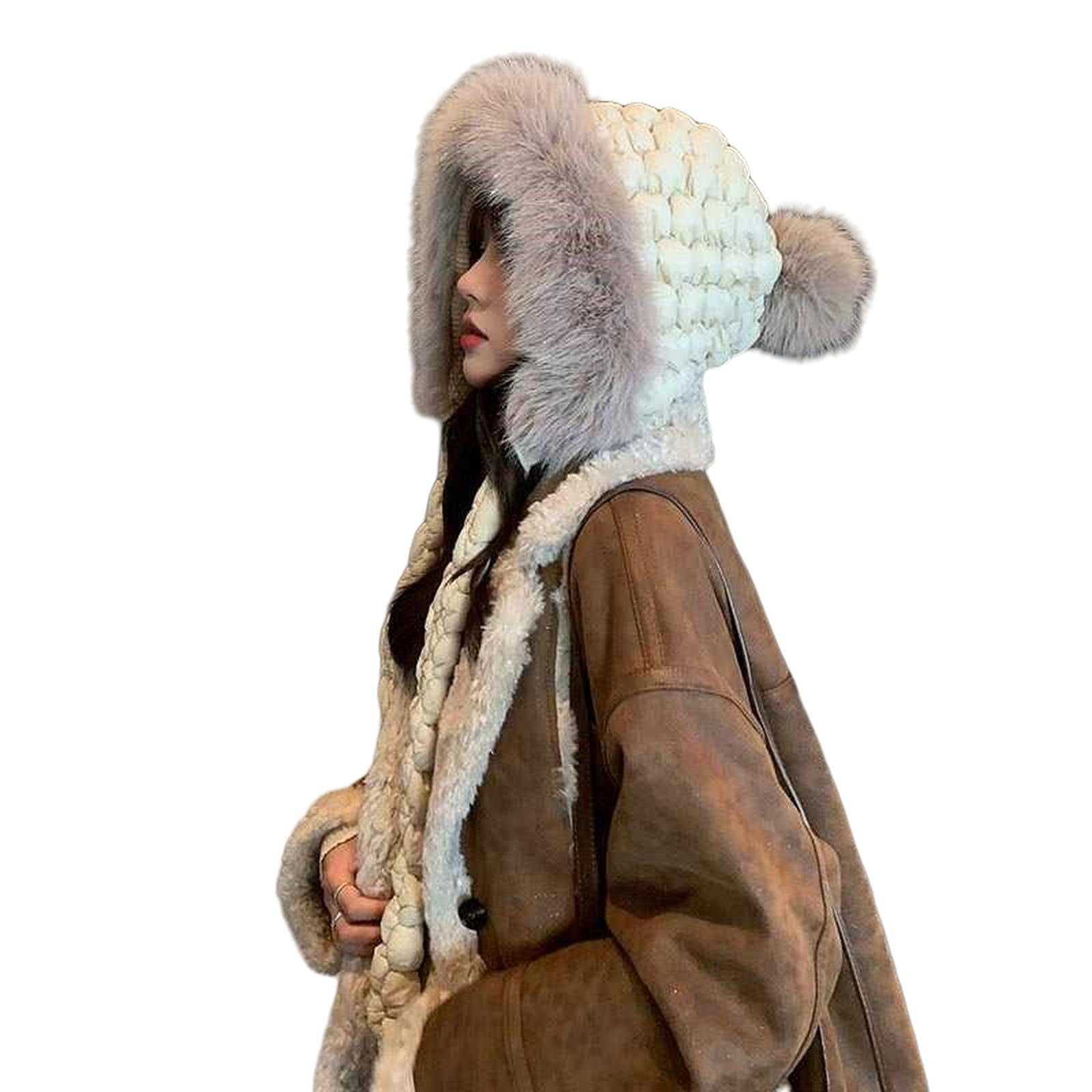 Gorro de invierno con orejeras beige para paseos urbanos a prueba de viento