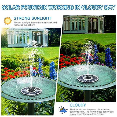 Szmp Solar Powered Bird Bath Fountain Pump, 2023 Solar Water Fountain With Battery 4 Fixed Pipes 7 Nozzles Pond Fountain For Garden Décor Bird Bath Swimming Pool #TOP2