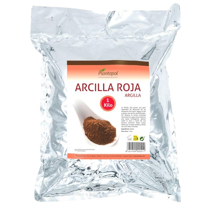 Arcilla Roja Natural para Uso Externo, 1kg, Mascarilla de Barro para Cuidado de la Piel, Tratamiento Facial y Corporal