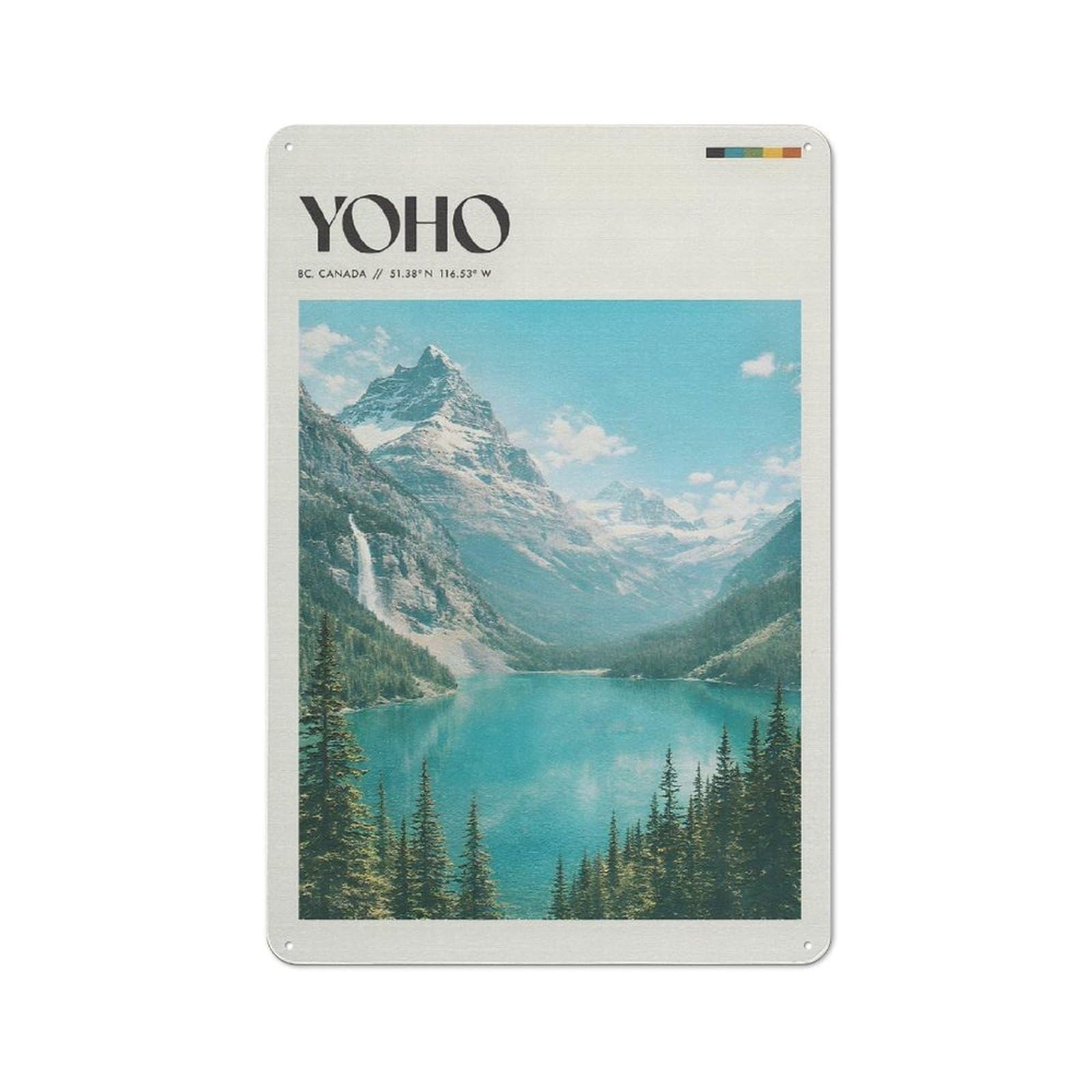 Junmoney Style-15 Classic Yoho National Park Landscape Metal Wall Plaque 30X20cm, Nostalgic Wall Art For Living Room, Hallway, Kitchen Or Cafe
