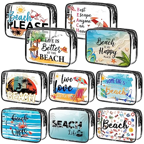 Kacctyen 10 Pcs Beach Clear Makeup Bags Gift for Women Clear Toiletry Bag Beach Cosmetic...