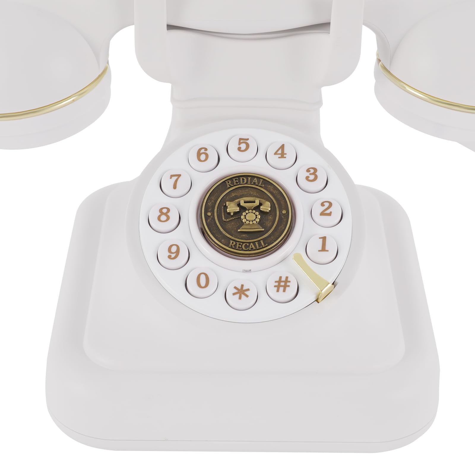 Telefono retrò fisso, telefono cordless regolabile, volume telefonico con selettore e suoneria, telefono antico, decorazione per la casa (bianco)
