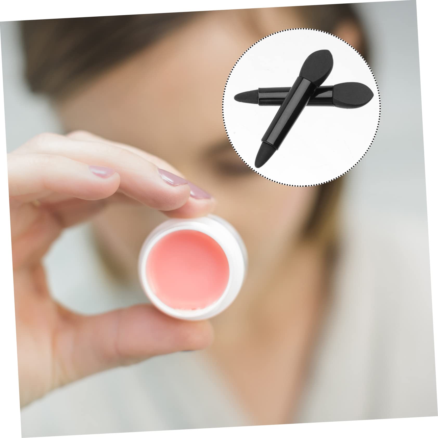 ARTSEWPLY 20pcs Double-ended Lip Makeup Brush Set Silicone Makeup Tools for Gloss Lipstick Portable for Home Salon Use