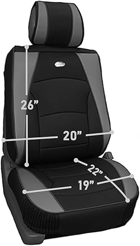 Miniatura 4 de FH Group Funda de asiento de automóvil para asiento trasero dividido, piel sintética negra y ribete rojo, ajuste universal, cojines de asiento y