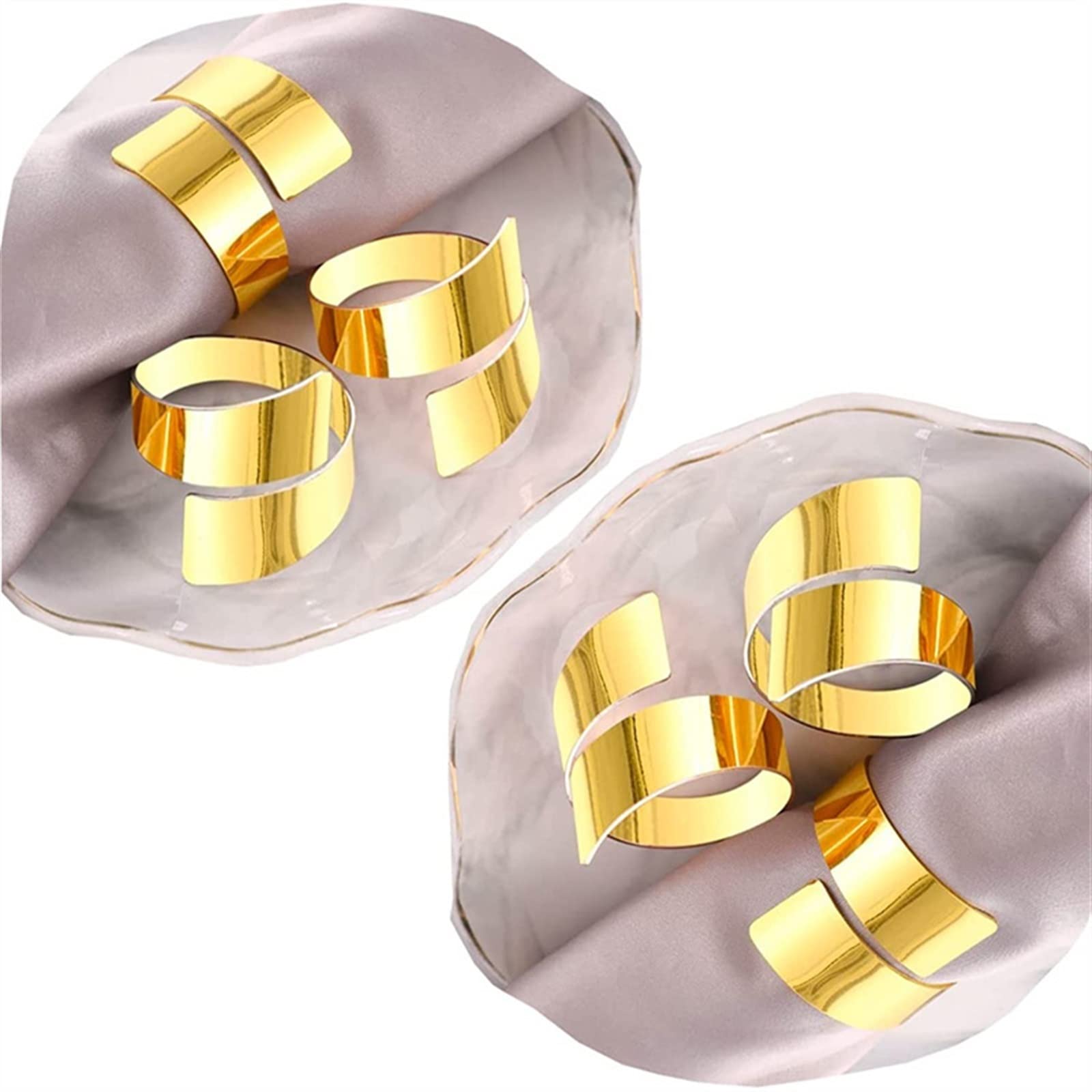 Set di 12 portatovaglioli in metallo dorato per decorazione della tavola nuziale, eleganti portatovaglioli per feste ed eventi