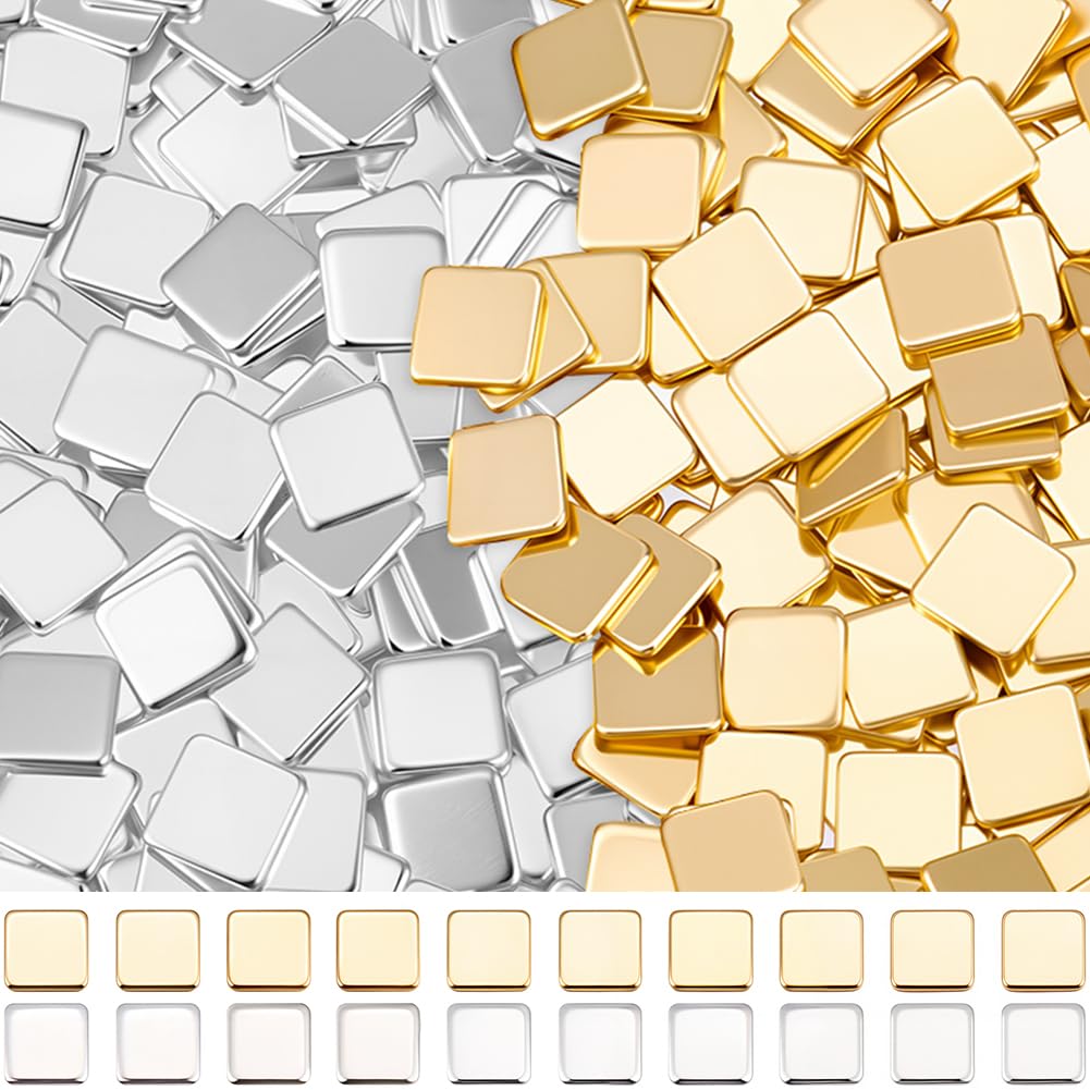 Beebeecraft 1 Box 500Pcs 24K Gold & 999 Fine Sterling Silver Plated Brass Solder for Jewelry Making 2 x 2mm Easy Welding Soldering Precut Chips Tiny Square Low Temp for Jewelry Making Repair