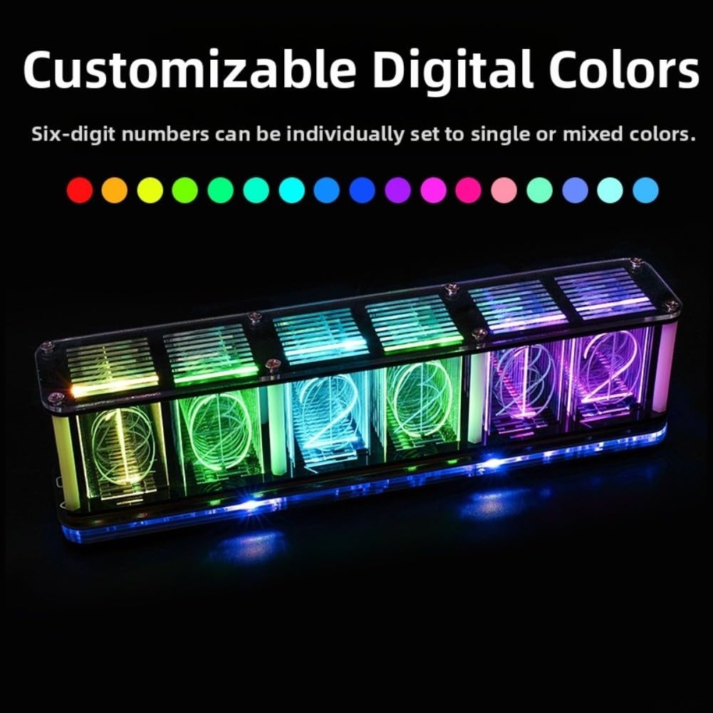 DIY RGB LED Retro Glow Tube Clock Kit Featuring Music Spectrum Effects and Accurate Digital Timekeeping with Large Analog Display