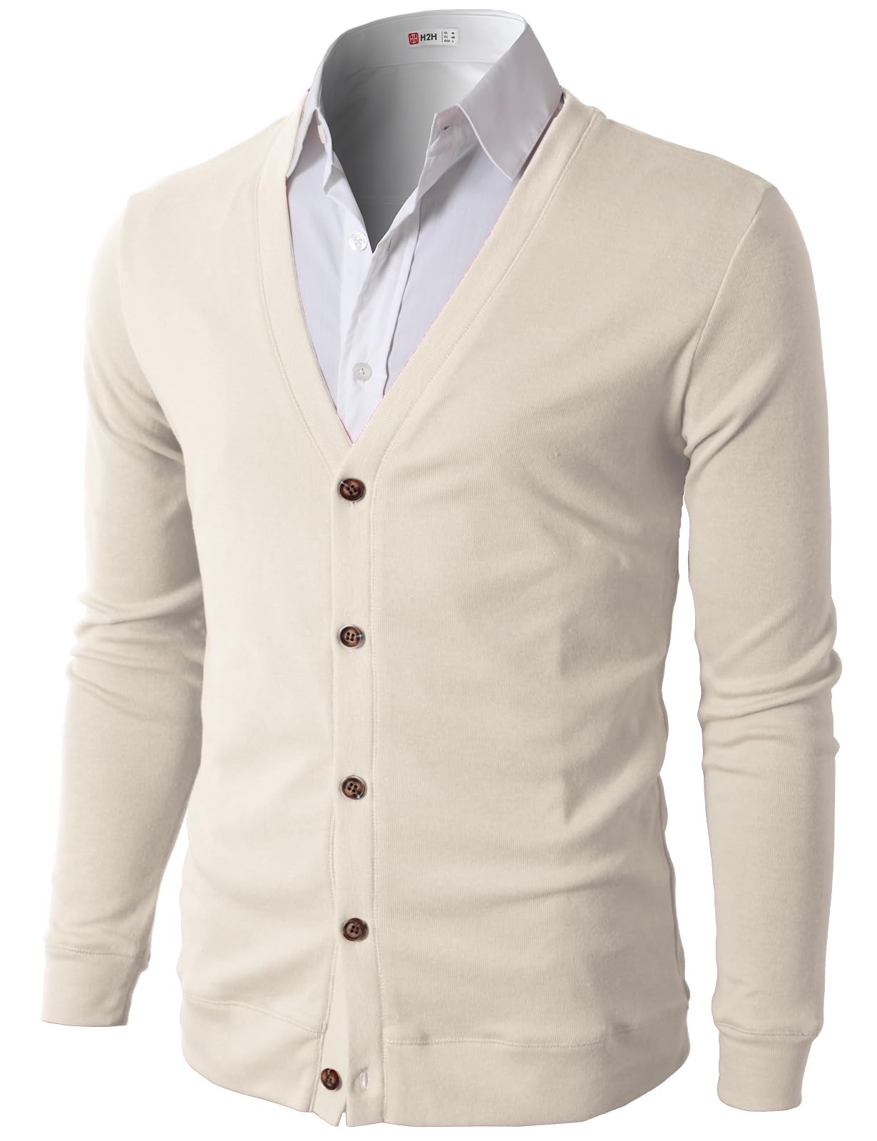 H2H Mens Casual Slim Fit Cardigans V-Neck Basic Designed Long Sleeve Button Down