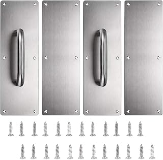 Sumnacon 2-Pack 12" Stainless Steel Door Pull & Push Handles - Heavy Duty Brushed Plates for Home, Office, Warehouse Doors w/ Screws