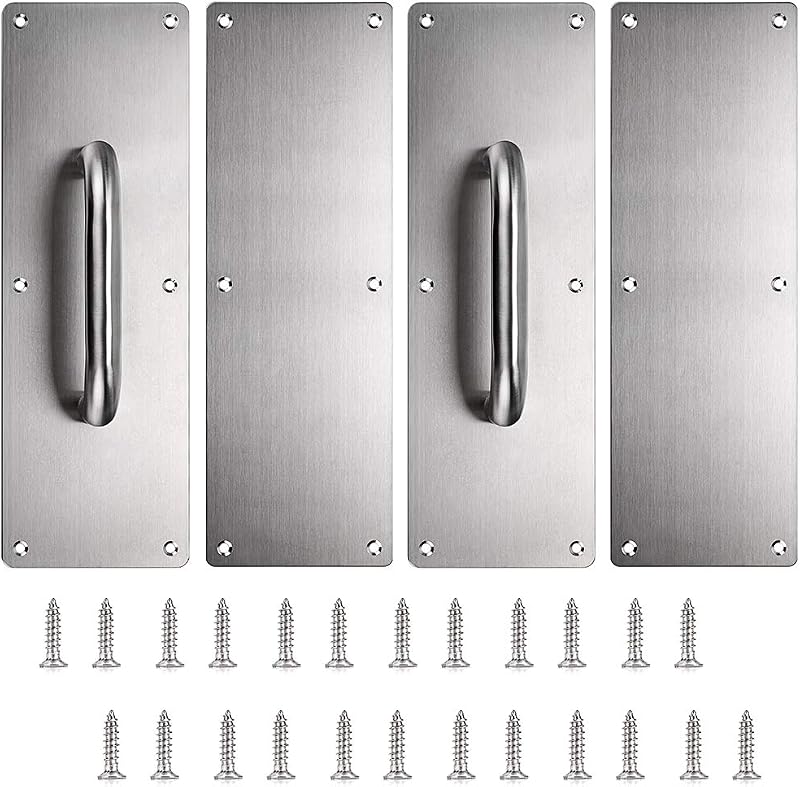 2 Set 12" Stainess Steel Door Handle Pull & Push Plate - Heavy Duty Gate Handle Bar for Home/Office/Warehouse/Public, Suitable of Wooden/Composite Door with Screws, Brushed | Heavy Duty Gate Handle Bar with Screws for Home/Office/Warehouse/Public, Suitable of Wooden/Composite Door , Brushed,Silver