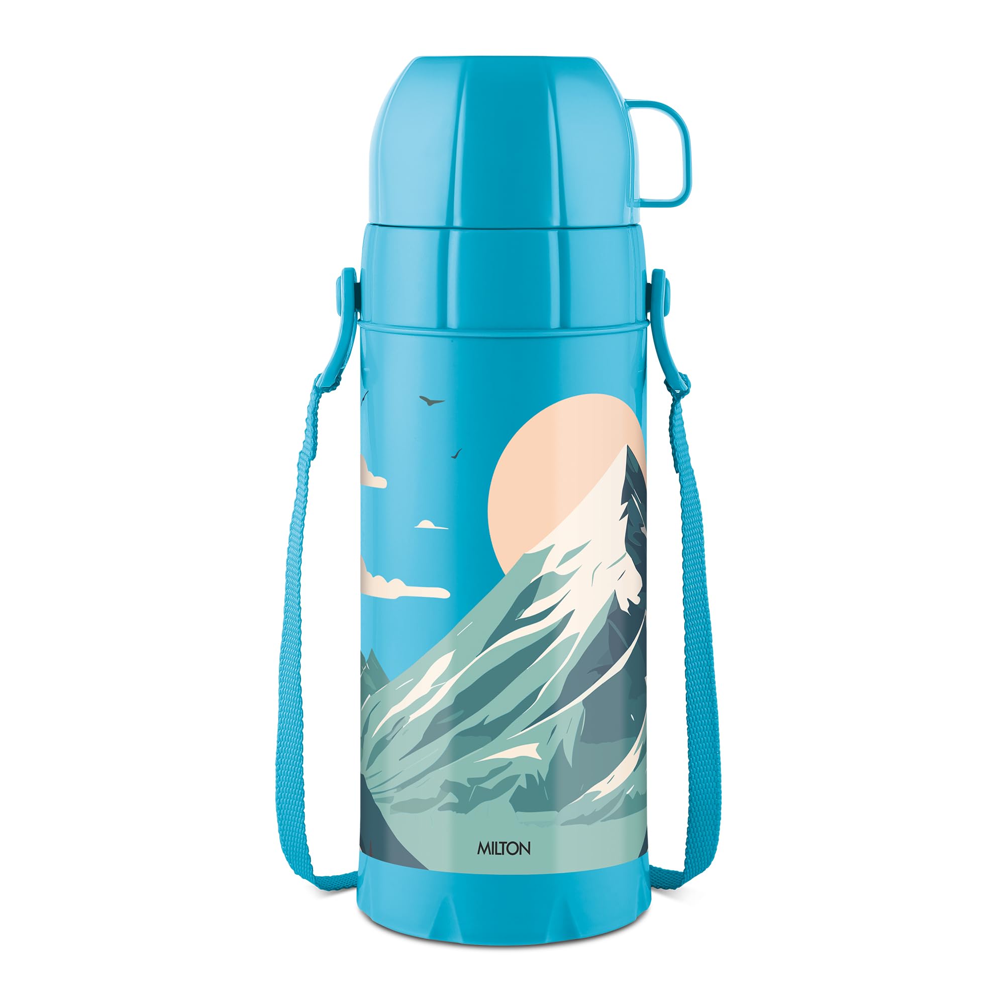 Milton Eiffel 1000 Vacuum Insulated Thermos Flask with Strap to Carry, 910 ml, Long Hours Hot & Cold Water Bottle for Office, Hiking, Trekking, Travel, Royal Blue