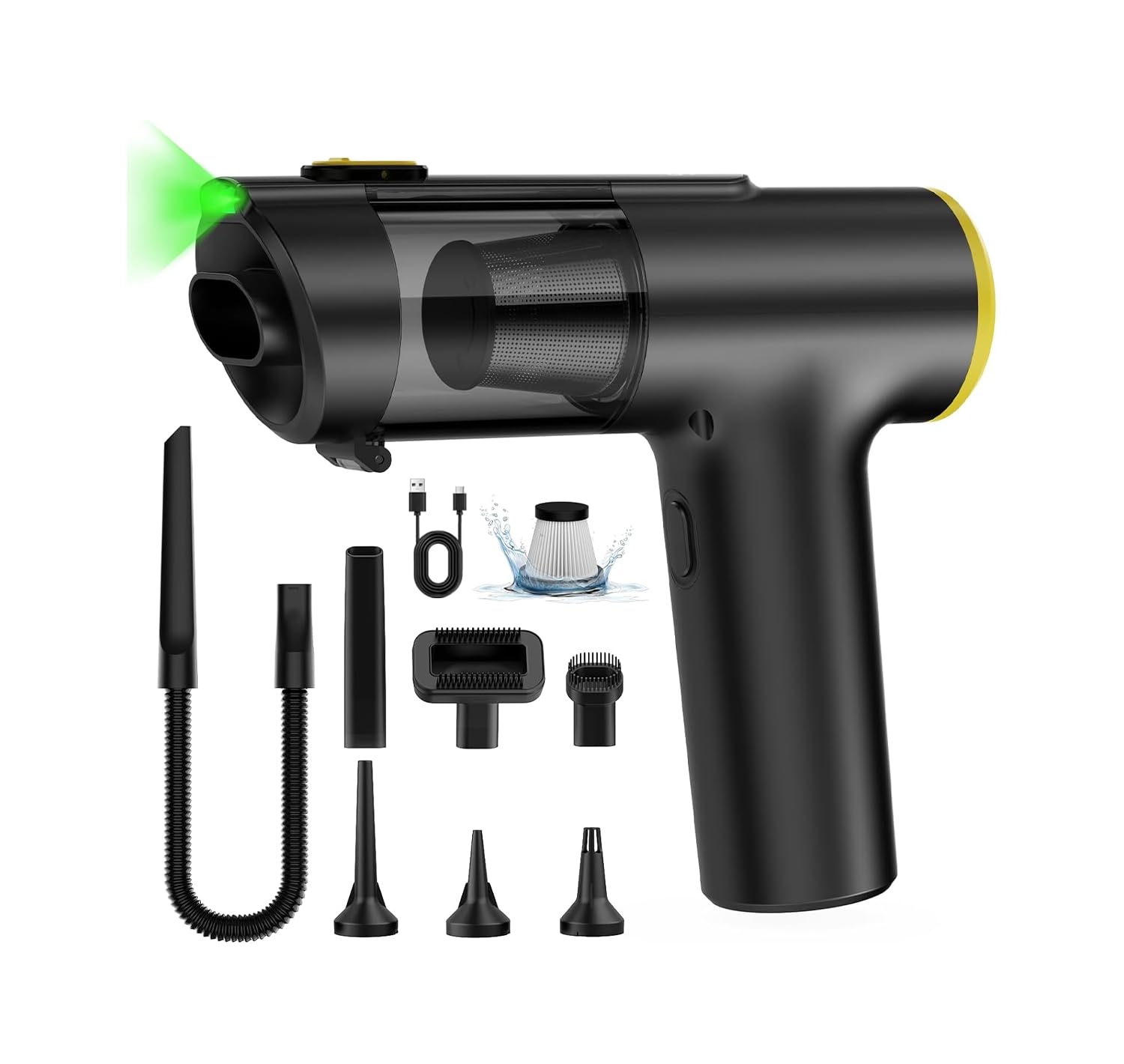 Aspirateur à Main V5 7-en-1, Aspirateur Voiture 28000PA Puissant, Écran LED, LED Lumière, 60 Min Autonomie, Grande Batterie, pour Voiture, Maison, Canapé et Poils d'animaux
