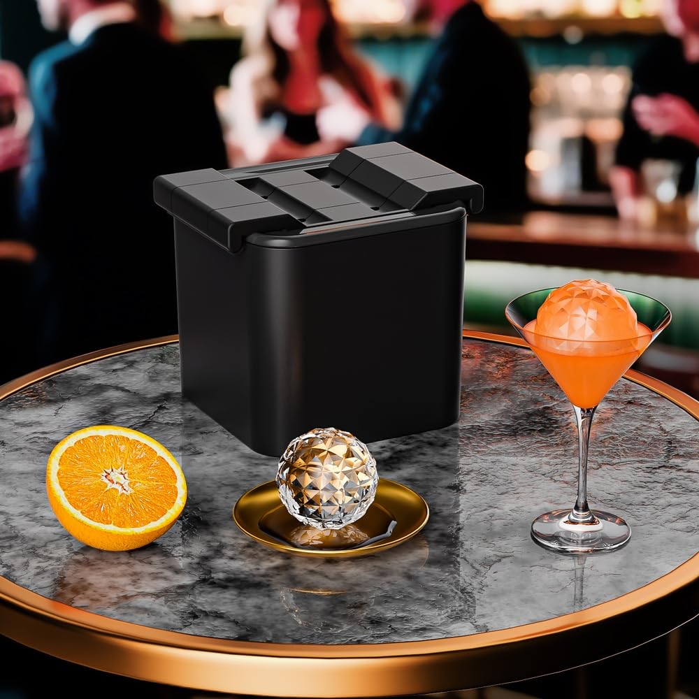 Cubitera de cristal transparente, 2,36 pulgadas, gigante para whisky Bourbon Old Fashioned, de silicona rombica redonda para cócteles (2,36 pulgadas 4BALL)