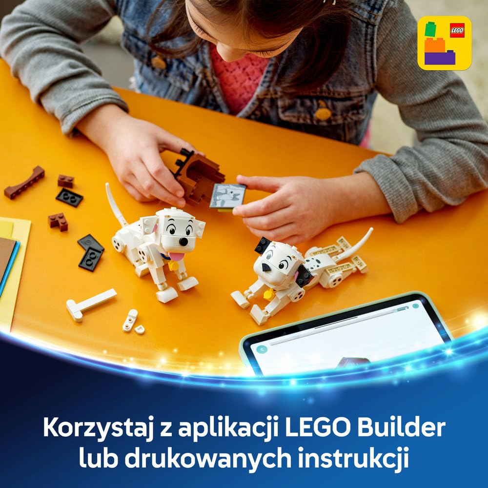 LEGO ǀ Disney Classic 101 dalmatyńczyków — Szczeniaczki Szczęściarz i Penny, zabawka konstrukcyjna, pomysł na prezent dla 6-latki, dziewczynki i chłopca, fanów klasycznych filmów i piesków 43271