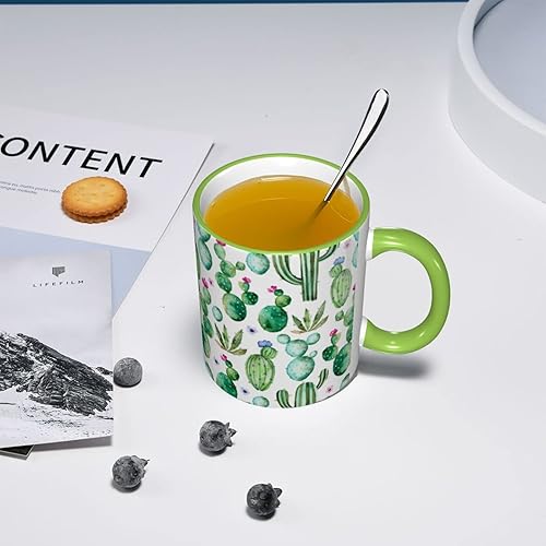 Miniatura 6 de Jumou Taza de café de cactus de 11 onzas, bonita taza de cerámica divertida para mujeres y hombres, regalos novedosos para microondas, oficina,