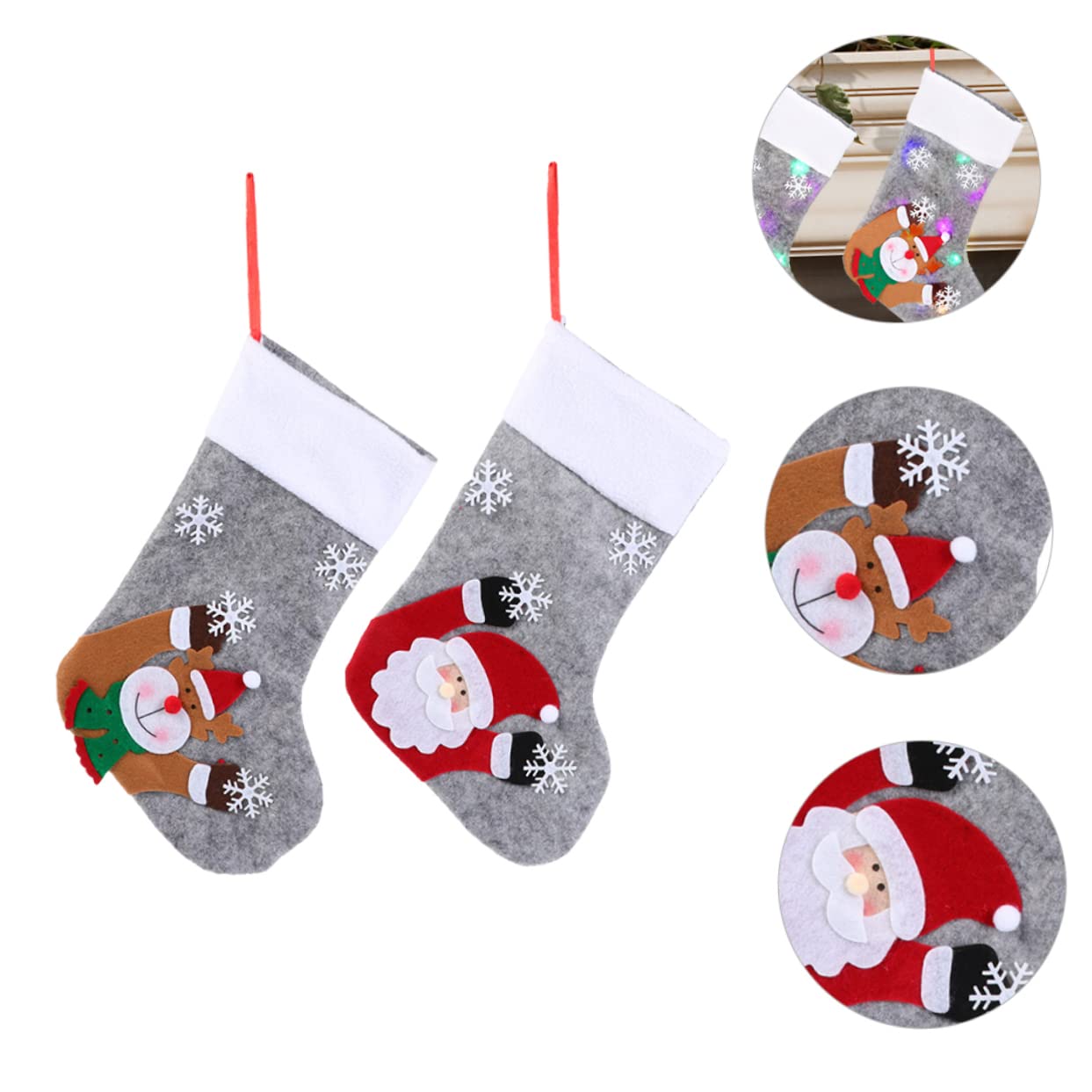 OUNONA 6stücke Leuchtende Weihnachtsstrümpfe Mit Und Weihnachtsmann-Muster Dekorative Geschenktüten Für Kamin Tür Und Weihnachtsbaum Für Festliche Dekoration
