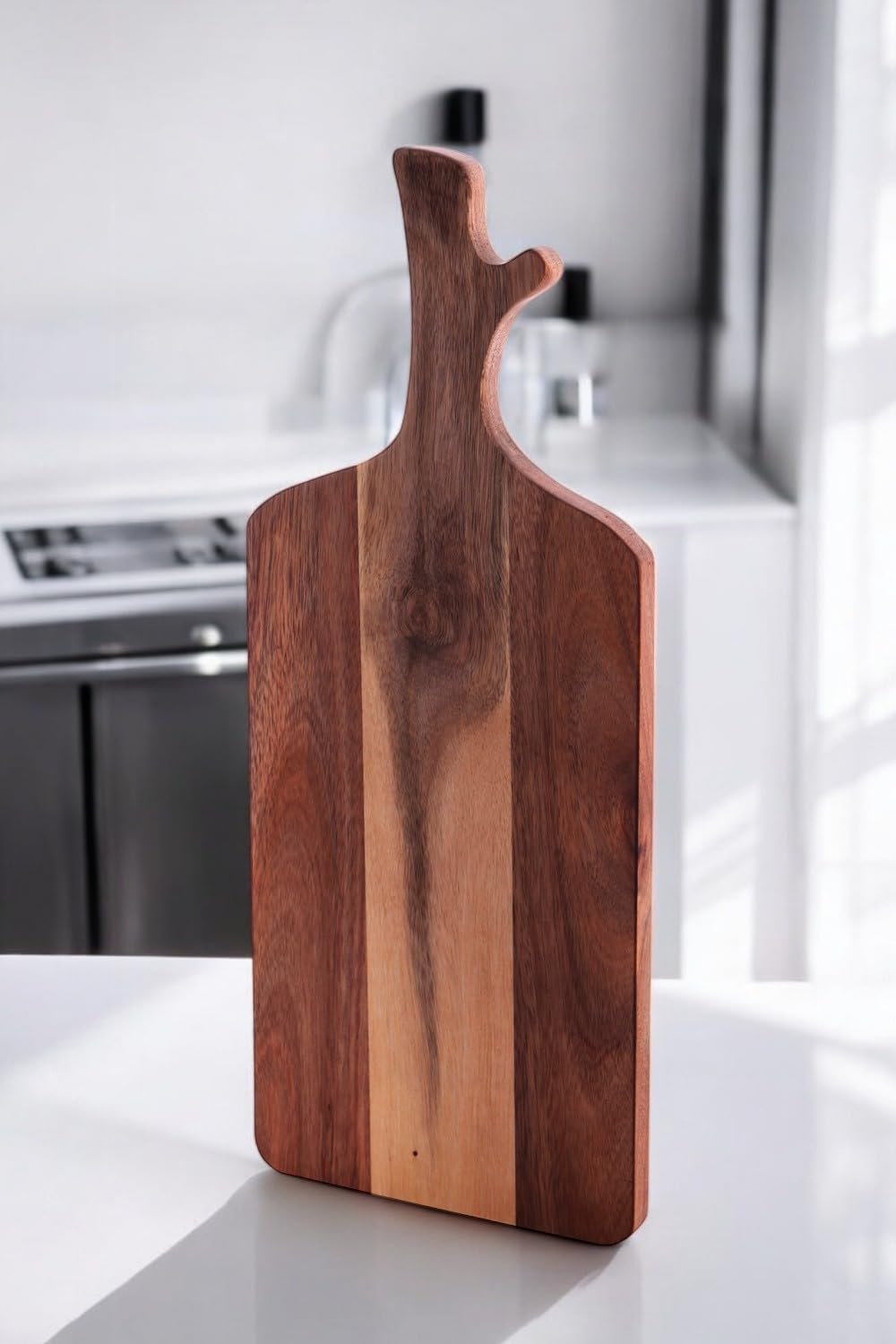 Deconox Doğal Akasya Ahşap Kesme Tahtası Saplı, Et, Peynir, Ekmek, Sebze ve Meyve Servis Tepsisi için Ahşap Mutfak Doğrama Tahtası (46 * 18.5 * 1.5cm)
