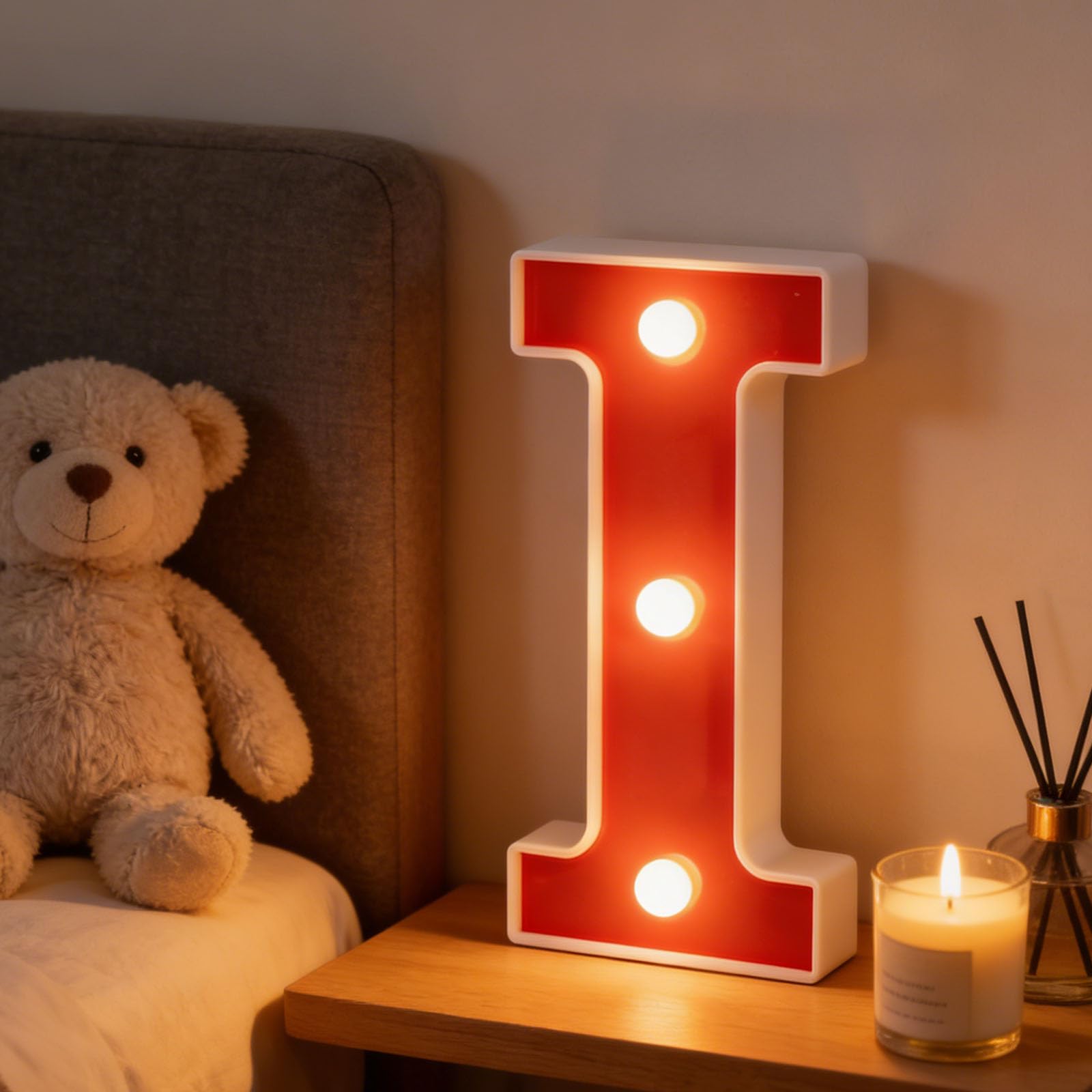 LED Marquee Sign Light Up Letters, Alphabet Light Up Letters Sign, Battery Powered LED Letter Lights for Night Light, Wedding, Birthday, Party, Christmas or Home Decor (Red 6.26"3.07"1.18")