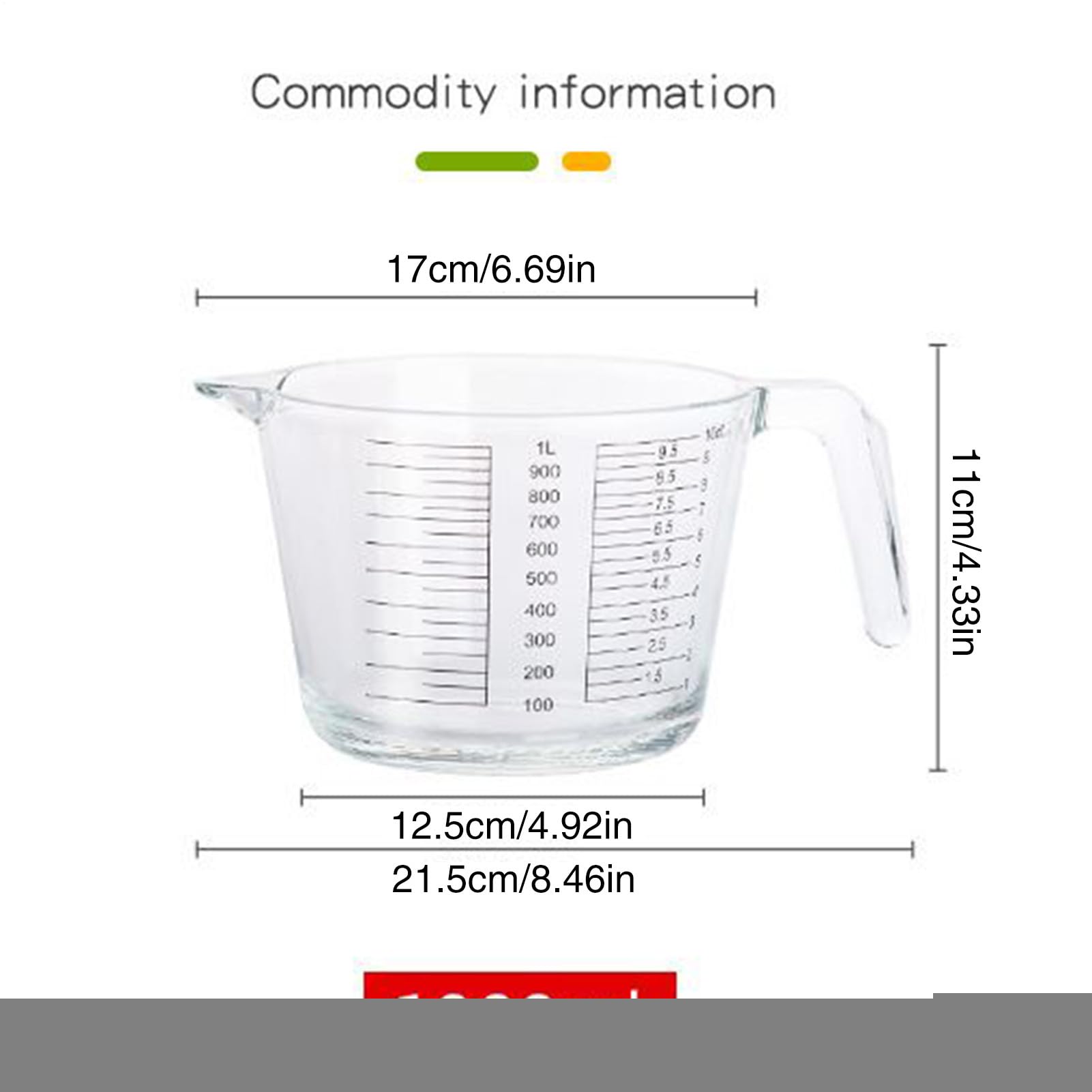 Tasses à Mesurer Alimentaires Verres Doseurs en Verre avec Échelle pour