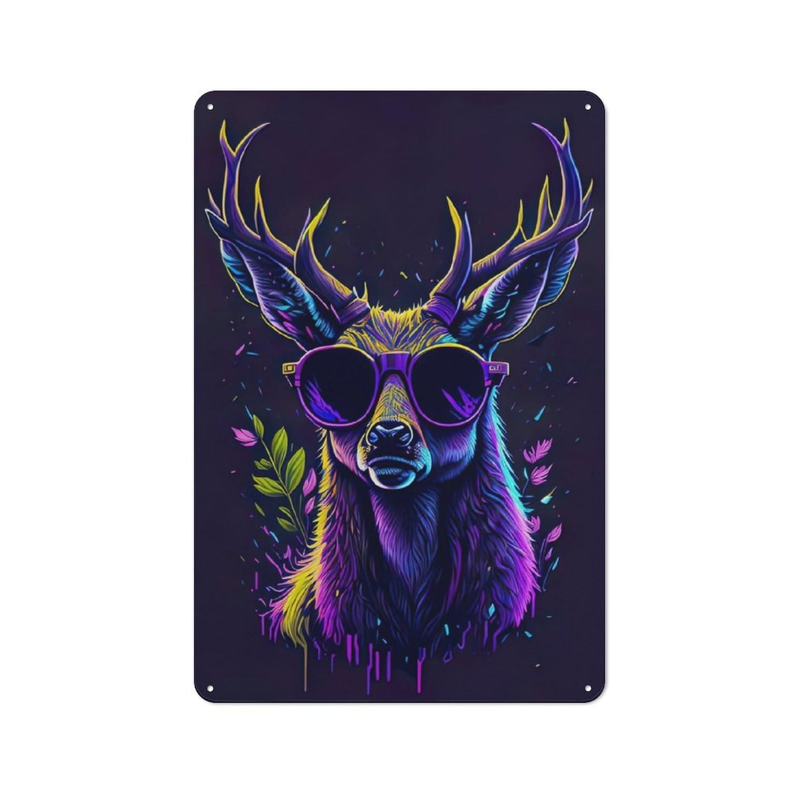 Junmoney Cute Whimsical Deer Urban Decorative Metal Plaque 30X20cm Featuring Loft Wall Plaque For Loft, Studio, Office Or Creative Room