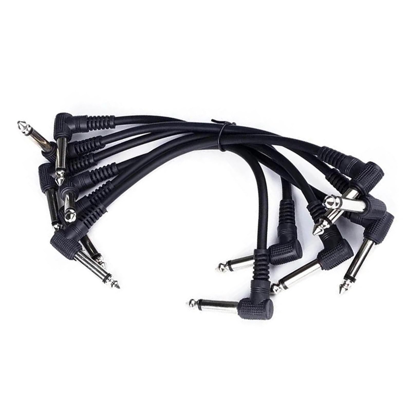 Zestaw Kabli Gitarowych Kabel Do Gitary 20 Cm 1/4 Cala Kątowy 6 Sztuk W Kolorze Czarnym