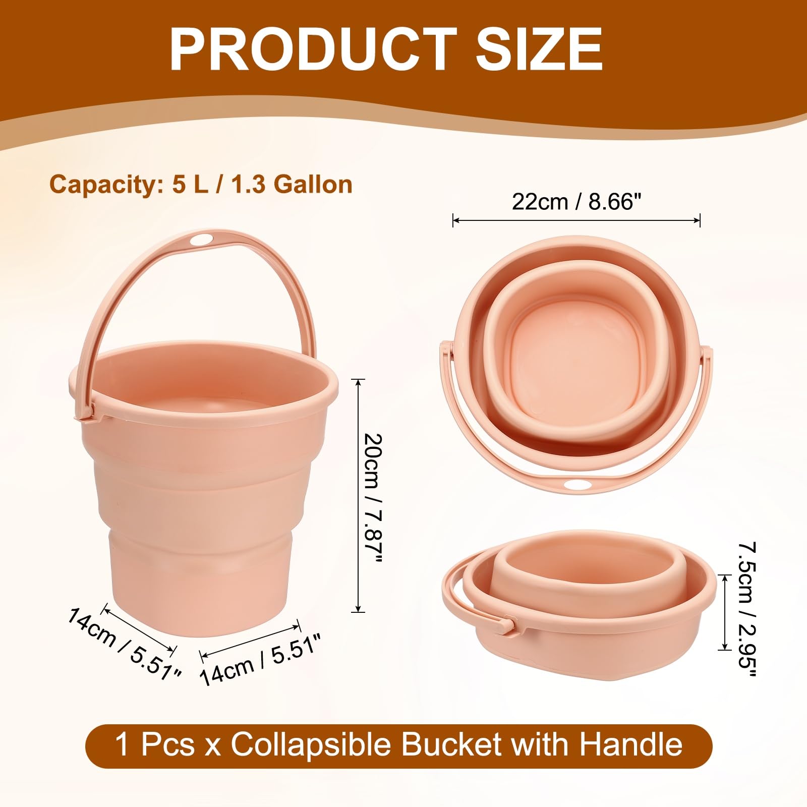 METALLIXITY Seau à eau pliable 5 L - Rose