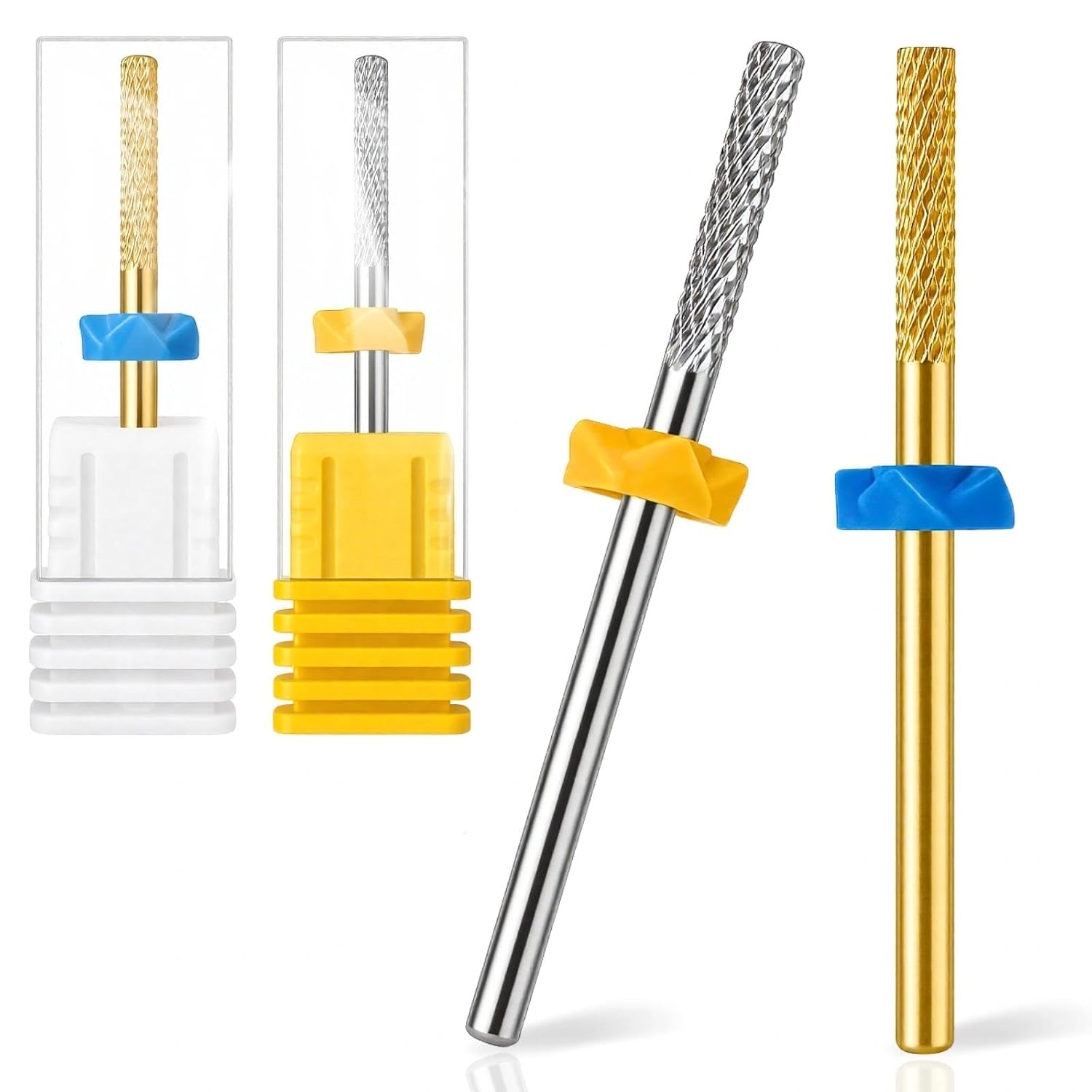 2Pcs Cuticle Nail Drill Bits, 3/32 Inch Professional Cuticle Cleaner Bits for Electric Nail Files, Under Cleaner Dead Skin Remover Efile for Manicure Pedicure (Silver Gold)
