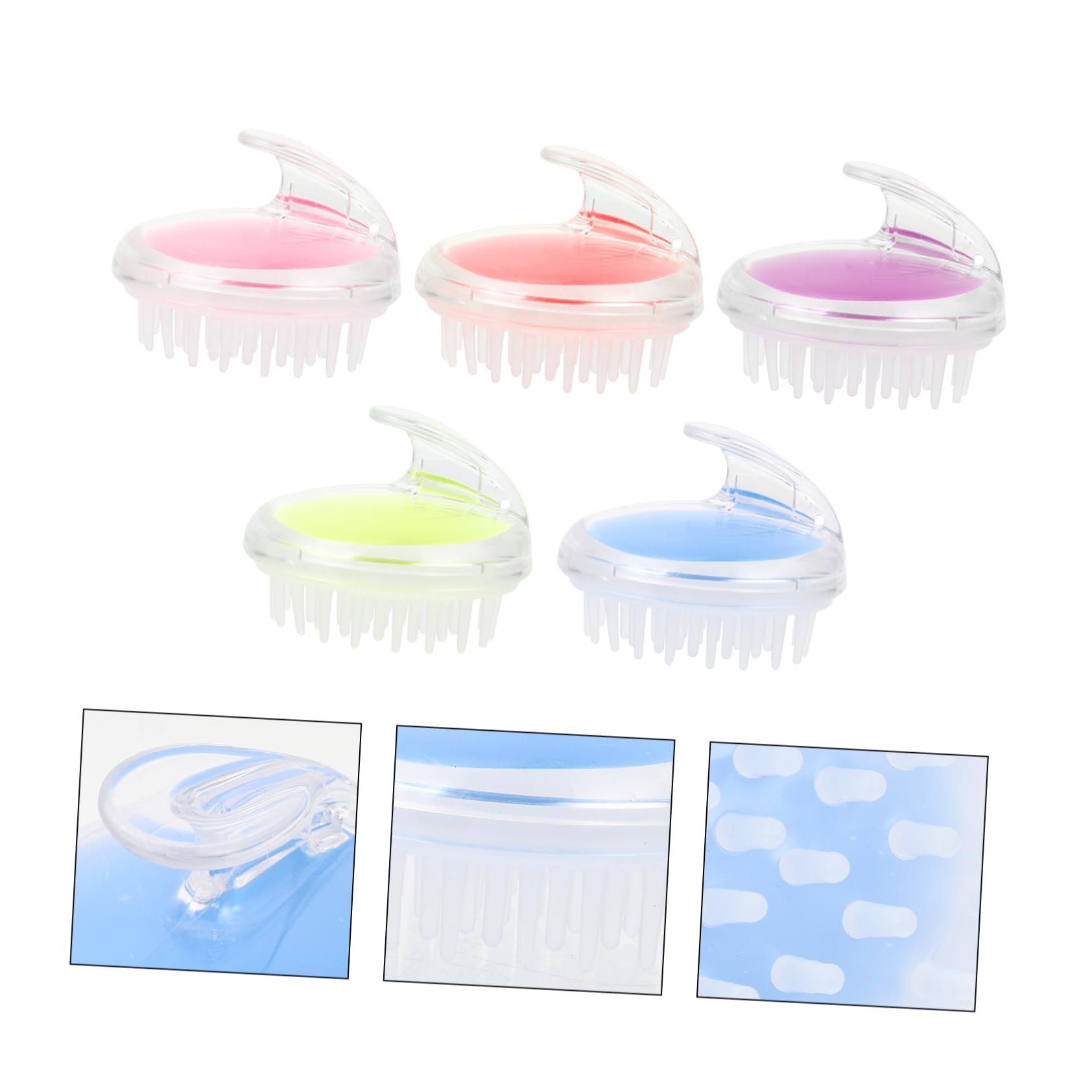 2 Series Cepillo Masajeador De Silicona Para Cabelludo Con Mango Ergonómico Portátil Y Fácil De Usar Para Limpieza Profunda Y Masaje Relajante 5 Piezas*2