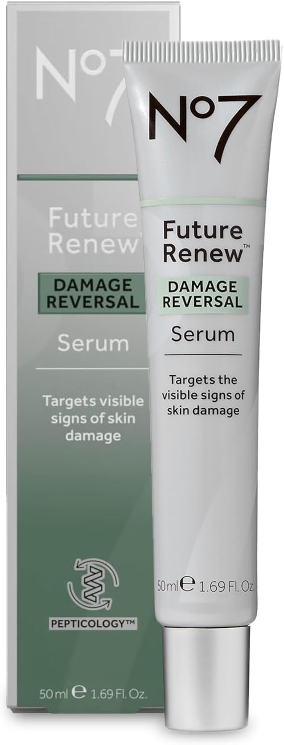 No7 Future Renew Damage Reversal Face Serum – Fast-Absorbing Peptide Serum to Help Visibly Reduce Fine Lines & Wrinkles – Enriched with Hyaluronic Acid & Niacinamide to Combat Dryness (1.69 Fl Oz)