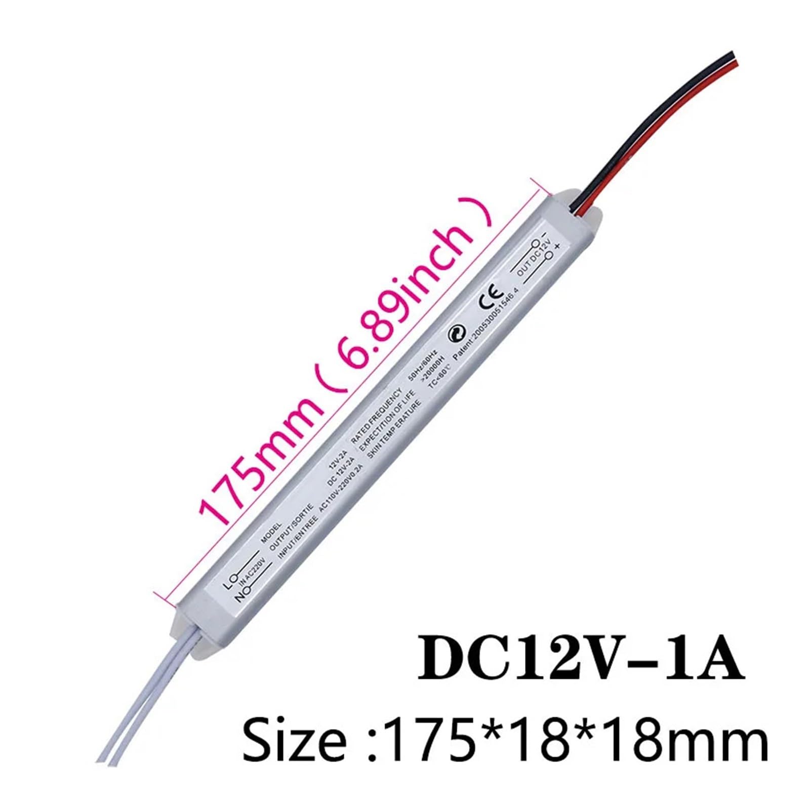 Driver LED DC12V 1A 2A 3A 5A 6A Alimentatore switching Trasformatore di illuminazione 12W 36W 24W 60W 72W Striscia LED Faretto Rettangolare (12V 1A)
