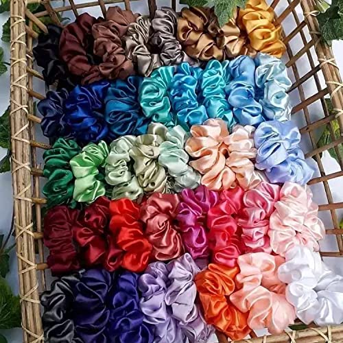 40Pcs Multicolor Hair Scrunchies,Satin Silk Hair Ties Ropes Ponytail Holder For Women Classic Elastic Hair Bands Ropes Girls Hair Accessories (40 Colors) #TOP2