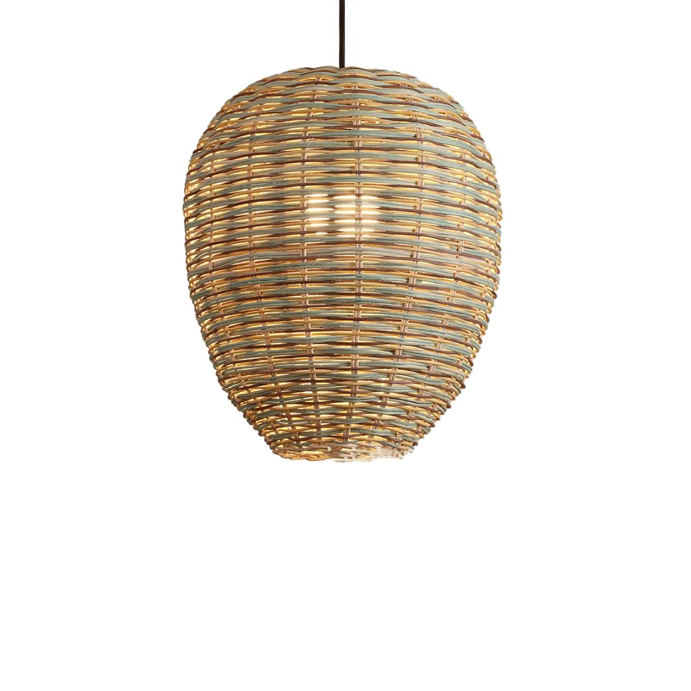 CHUNGYANG Rattan Pendant Light Hand-Woven Lamp for Guesthouses Tea Rooms Farmhouse Pastoral Tea Rooms Hanging Lamp with Adjustable Suspension Line Southeast Asia Style Kitchen Study Lighting Fixture