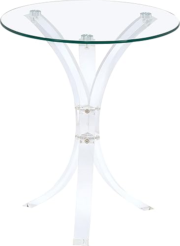 Miniatura 4 de Coaster Home Furnishings - Laning - Glass and Acrylic - 18-Inch Round Tempered Glass Top Side Table with Space-Saving Design and Unique Base -