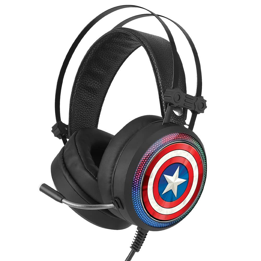 Słuchawki do gier ERT GROUP z mikrofonem, słuchawki LED z regulowanym pałąkiem na głowę Oryginalny i oficjalnie licencjonowany model Marvel Captain America 001