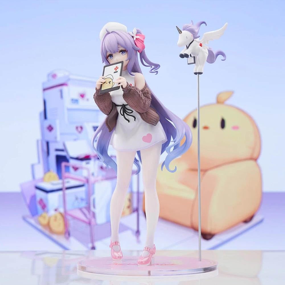 Zhongkaihua HMS Figurka jednorożca, 20 cm, wersja pielęgniarska, figurka akcji, urocza kolekcjonerska statuetka z PCW, dekoracja biurka, model, prezent dla fanów kawaii