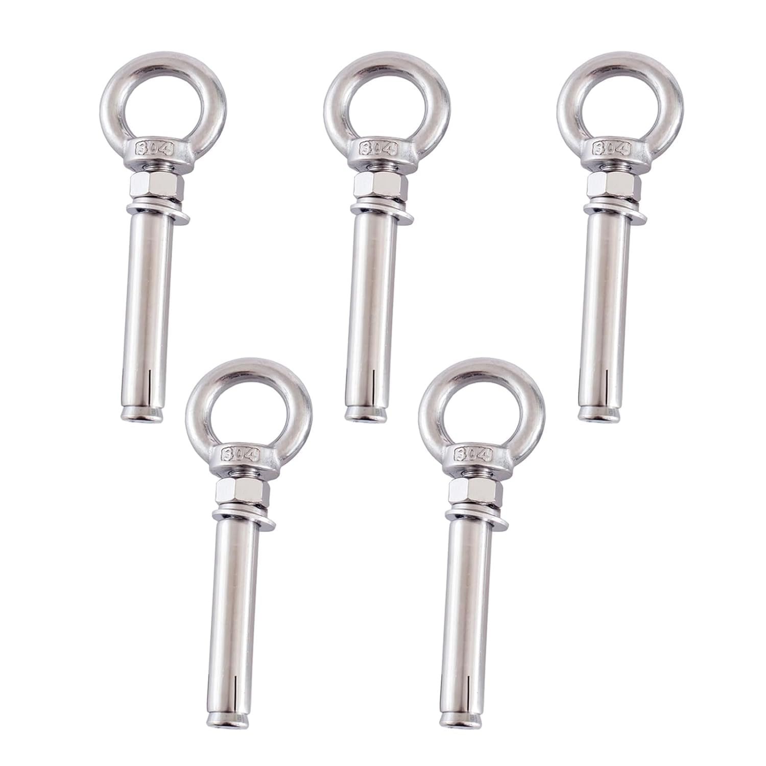 Pernos de ojo de elevación, Perno de ojo expansión, perno anclaje elevación anillo M8, 5 piezas pernos acero inoxidable 304, tornillo(M8x150mm)