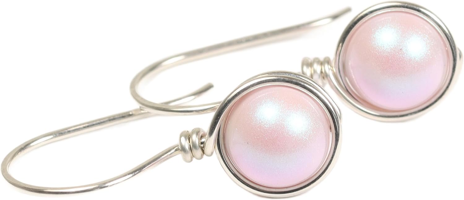 Dreamy Pink Sterling Silver Necklace Earrings