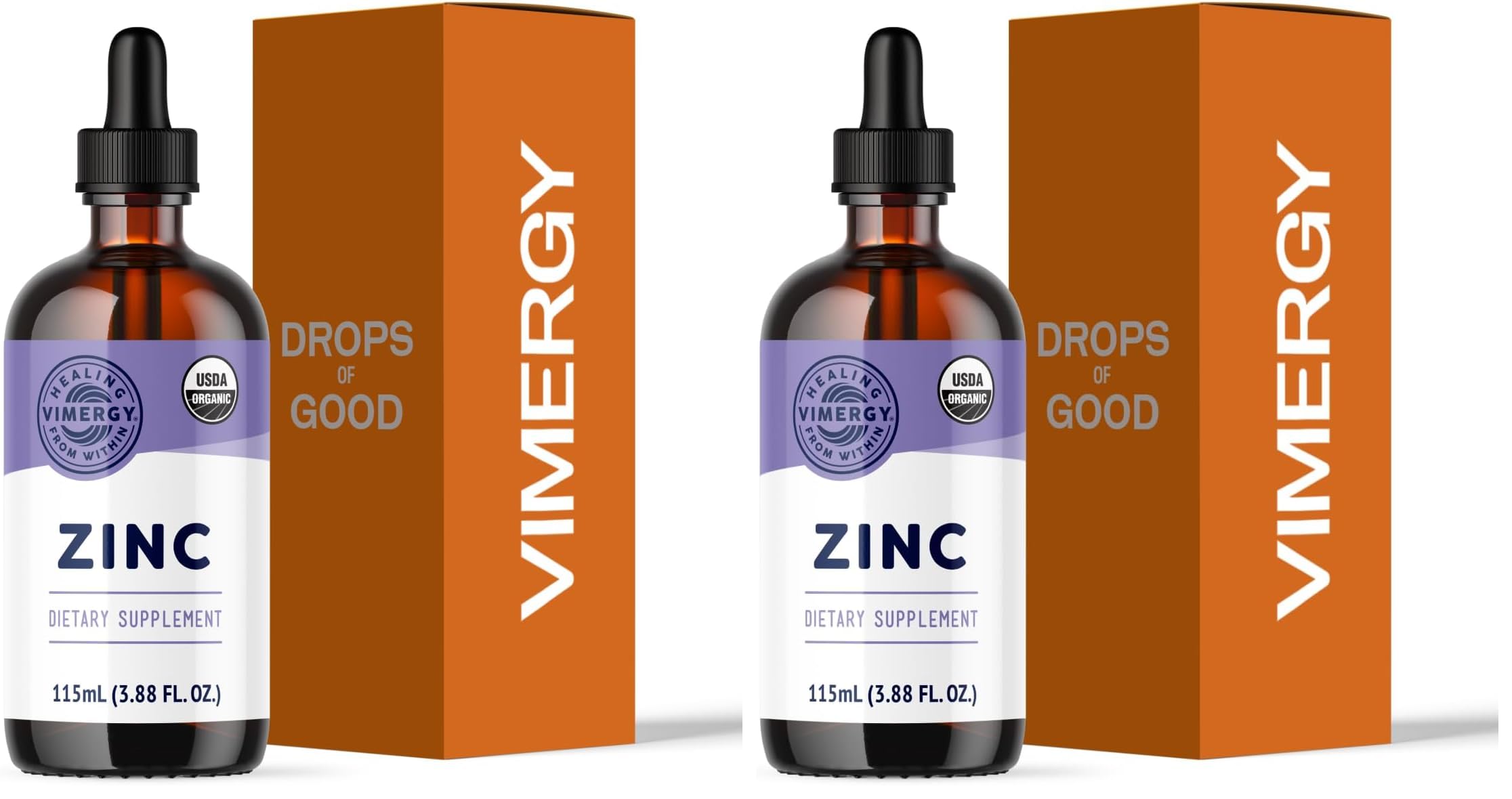 VIMERGY USDA Organic Zinc Supplements for Women & Men (7.5mg Liquid Zinc Per Serving) Fast-Absorbing Immune Support, Promotes Healthy Bones & Skin, Vegan, Up to 57 Servings (115 mL) (Pack of 2) 3.88 Fl Oz (Pack of 2)