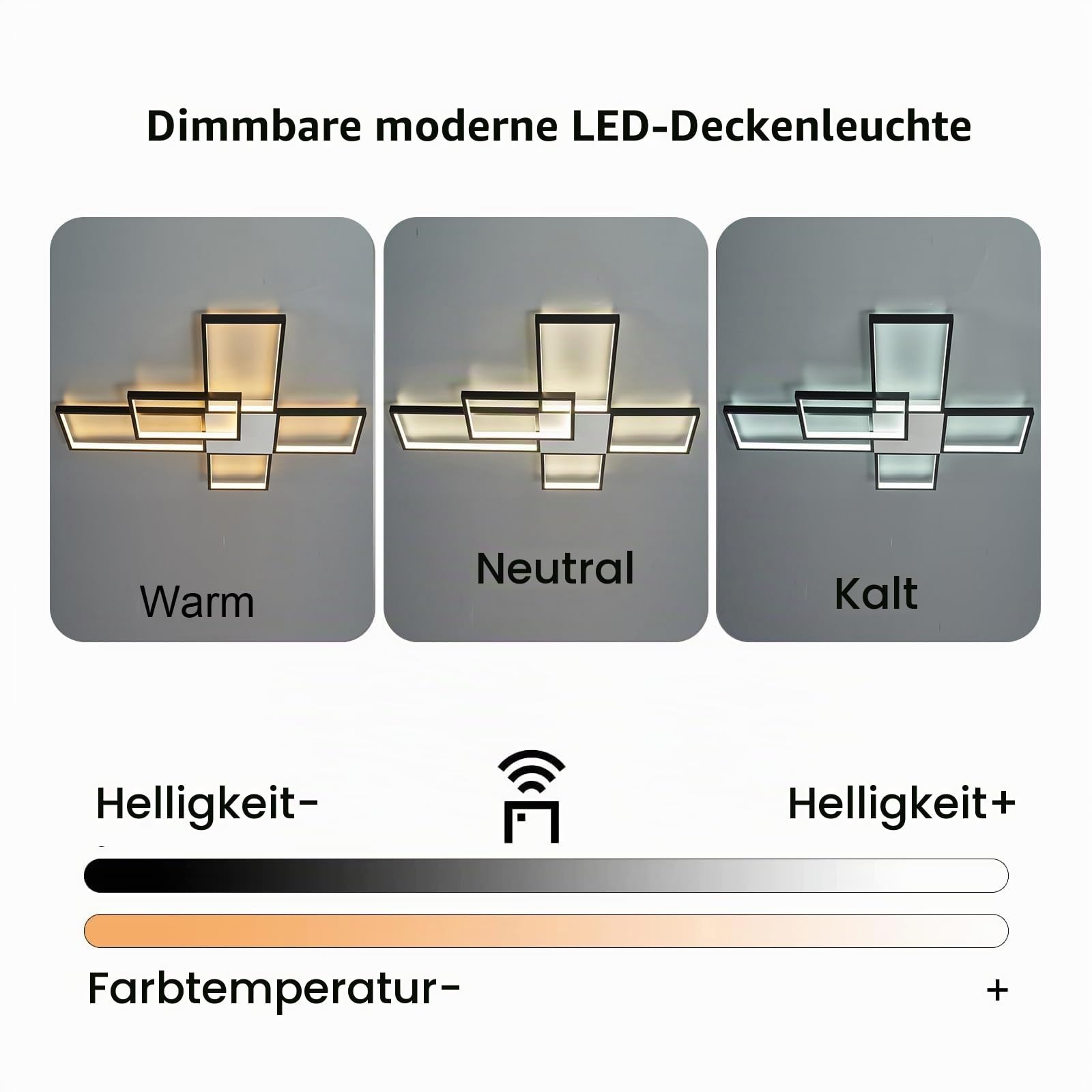 Dimmbar mit Fernbedienung LED-Deckenleuchte 3000K-6000K Unterputzleuchte Schwarz fertiggestellter Kronleuchter für Wohnzimmer Esszimmer Schlafzimmer Küche