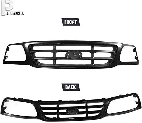 Miniatura 2 de Perfit Liner Nueva parrilla delantera negrogris oscuro compatible con Ford 1999-2004 F-150 y 1999 F-250 Pickup Truck Coupé 4WD modelo FO1200376